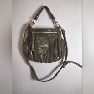 Junior Drake Crossbody Purse Green and Gold Eyelash Leather